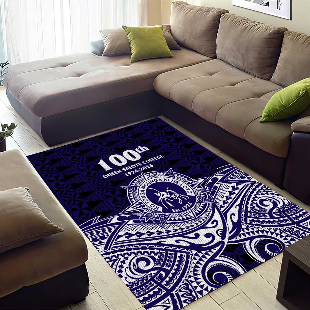 Tonga Queen Salote College 100th Years Area Rug Blue Tonga Kupesi Uniquely Pacific Art LT9 - Polynesian Pride