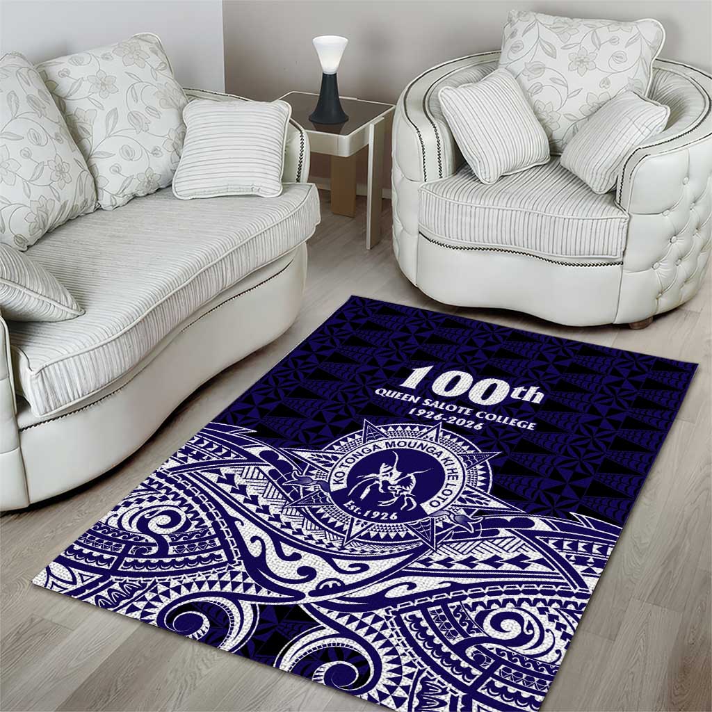 Tonga Queen Salote College 100th Years Area Rug Blue Tonga Kupesi Uniquely Pacific Art LT9 - Polynesian Pride