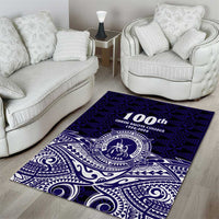 Tonga Queen Salote College 100th Years Area Rug Blue Tonga Kupesi Uniquely Pacific Art LT9 - Polynesian Pride