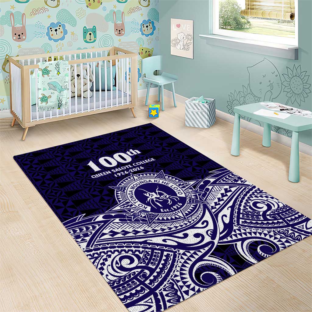 Tonga Queen Salote College 100th Years Area Rug Blue Tonga Kupesi Uniquely Pacific Art LT9 - Polynesian Pride