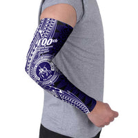 Tonga Queen Salote College 100th Years Arm Sleeves Blue Tonga Kupesi Uniquely Pacific Art LT9 - Polynesian Pride