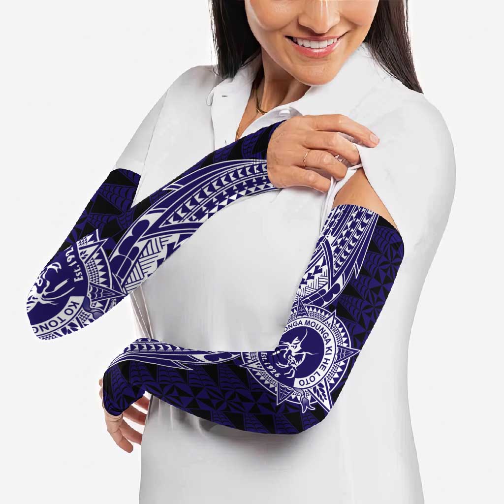 Tonga Queen Salote College 100th Years Arm Sleeves Blue Tonga Kupesi Uniquely Pacific Art LT9 - Polynesian Pride