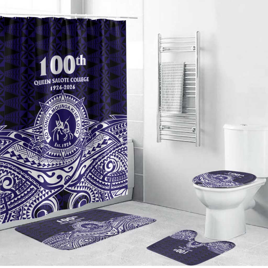 Tonga Queen Salote College 100th Years Bathroom Set Blue Tonga Kupesi Uniquely Pacific Art LT9 Bathroom Set (4 pcs) Blue - Polynesian Pride