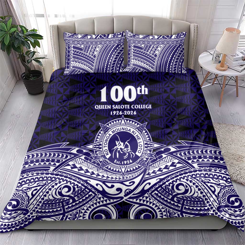 Tonga Queen Salote College 100th Years Bedding Set Blue Tonga Kupesi Uniquely Pacific Art LT9 - Polynesian Pride