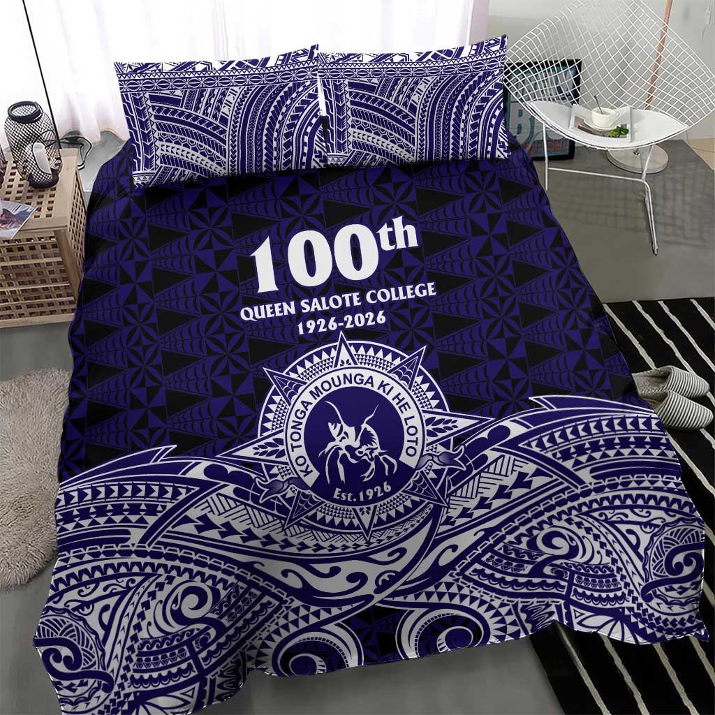 Tonga Queen Salote College 100th Years Bedding Set Blue Tonga Kupesi Uniquely Pacific Art LT9 - Polynesian Pride