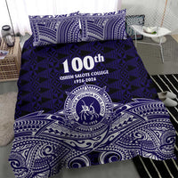 Tonga Queen Salote College 100th Years Bedding Set Blue Tonga Kupesi Uniquely Pacific Art LT9 - Polynesian Pride