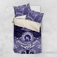 Tonga Queen Salote College 100th Years Bedding Set Blue Tonga Kupesi Uniquely Pacific Art LT9 US Twin 172cm x 218cm Blue - Polynesian Pride