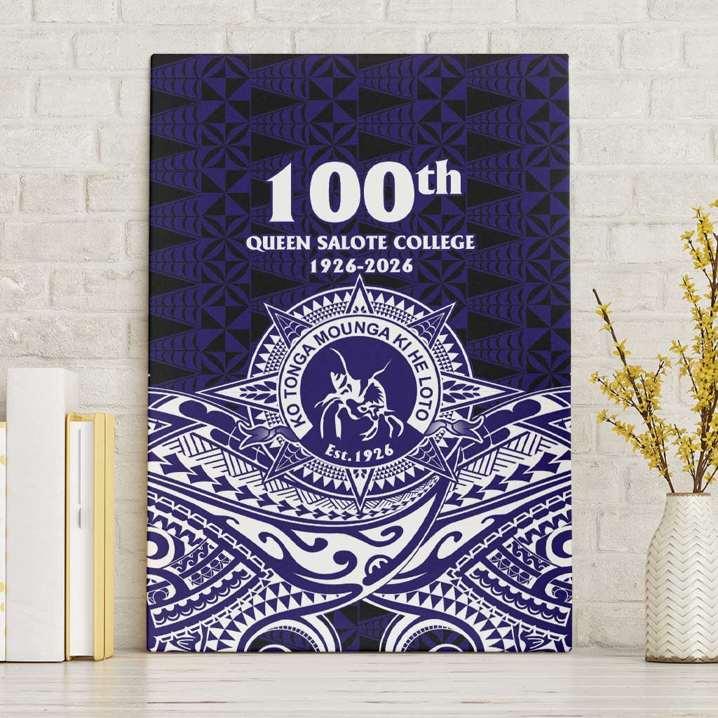 Tonga Queen Salote College 100th Years Canvas Wall Art Blue Tonga Kupesi Uniquely Pacific Art LT9 Without Frame Blue - Polynesian Pride