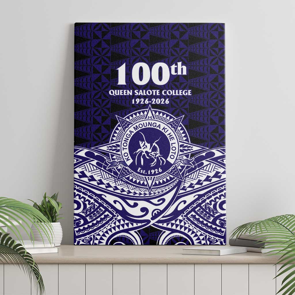 Tonga Queen Salote College 100th Years Canvas Wall Art Blue Tonga Kupesi Uniquely Pacific Art LT9 - Polynesian Pride