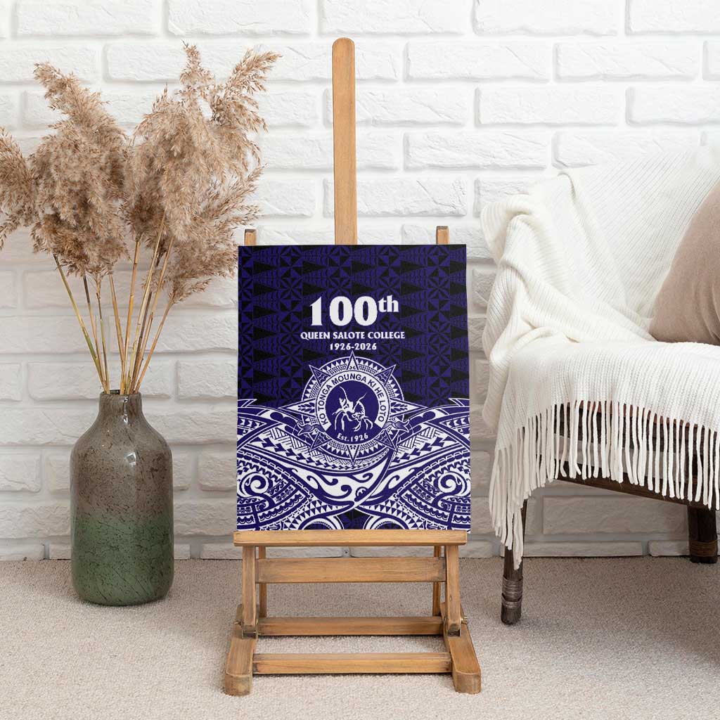 Tonga Queen Salote College 100th Years Canvas Wall Art Blue Tonga Kupesi Uniquely Pacific Art LT9 - Polynesian Pride