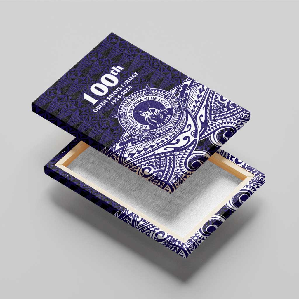 Tonga Queen Salote College 100th Years Canvas Wall Art Blue Tonga Kupesi Uniquely Pacific Art LT9 - Polynesian Pride
