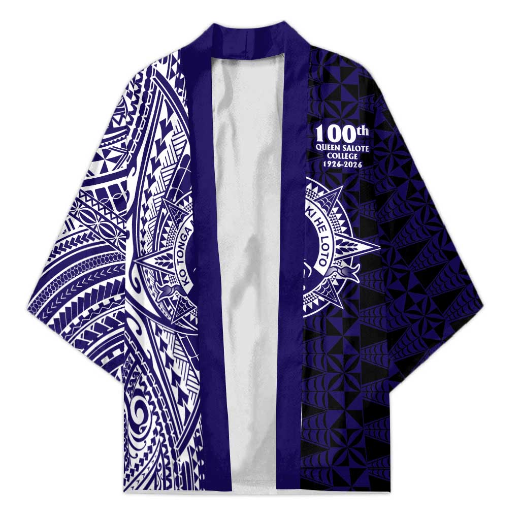 Tonga Queen Salote College 100th Years Kimono Blue Tonga Kupesi Uniquely Pacific Art LT9 Unisex Blue - Polynesian Pride