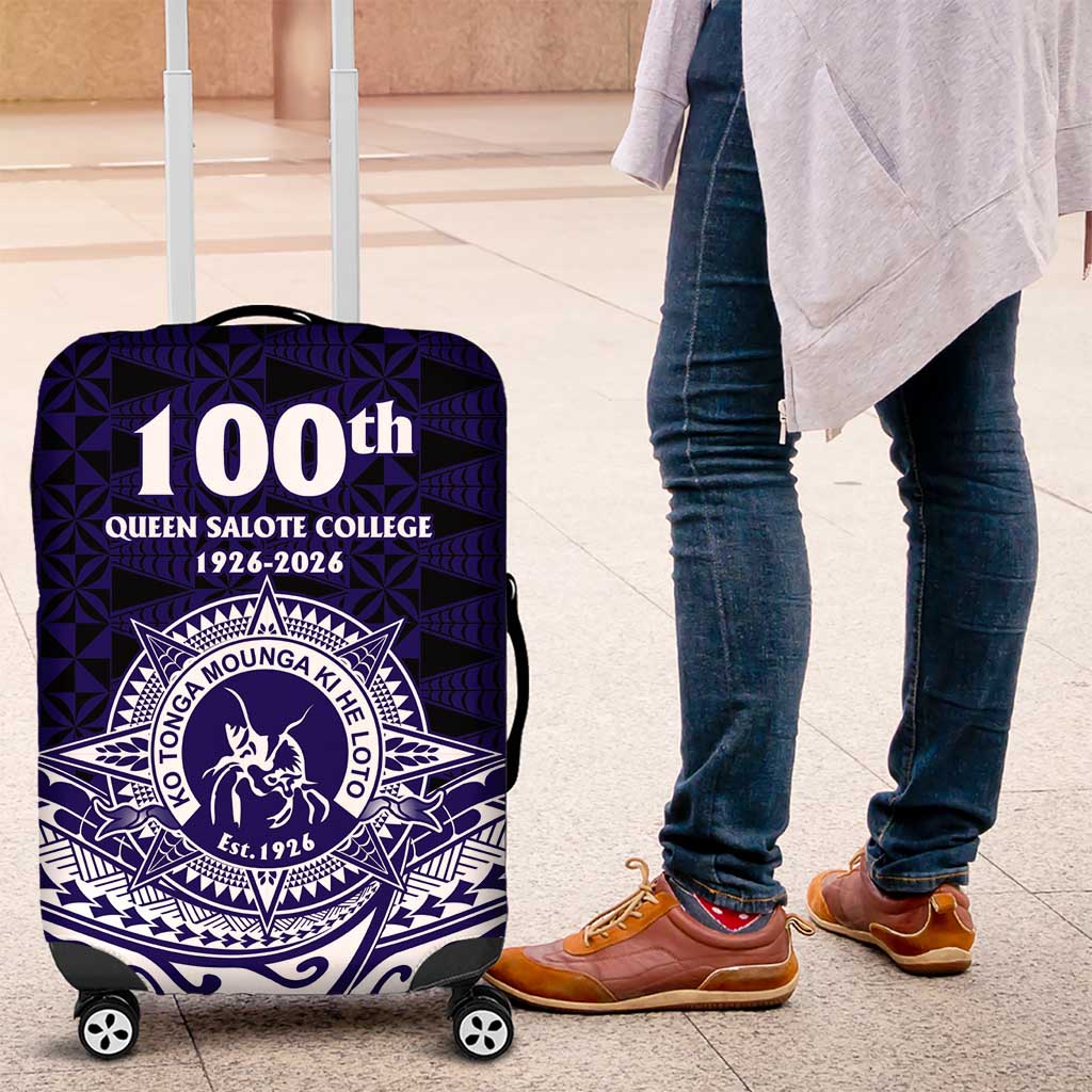 Tonga Queen Salote College 100th Years Luggage Cover Blue Tonga Kupesi Uniquely Pacific Art LT9 Blue - Polynesian Pride