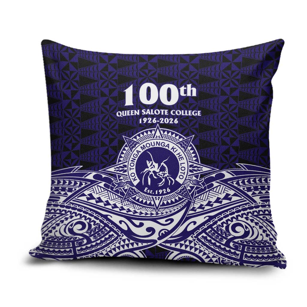 Tonga Queen Salote College 100th Years Pillow Cover Blue Tonga Kupesi Uniquely Pacific Art LT9 Blue - Polynesian Pride