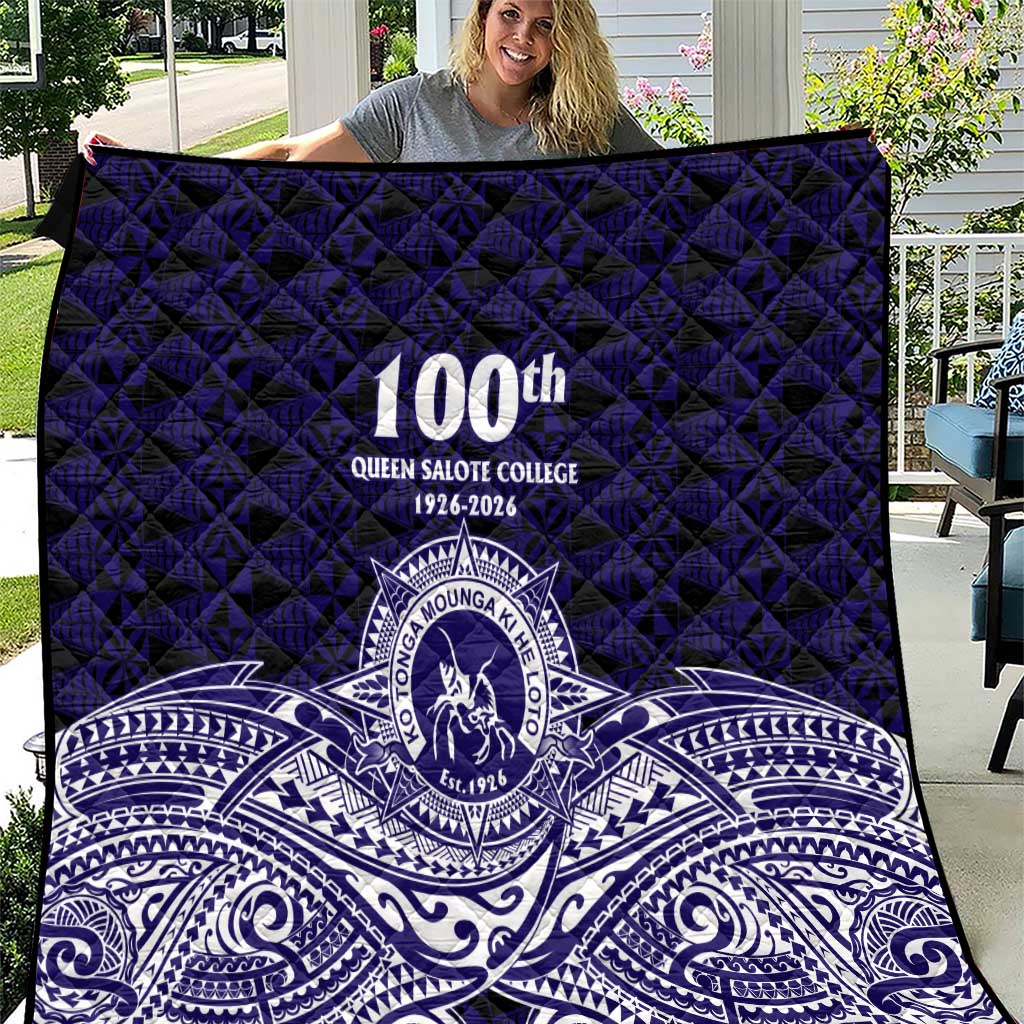 Tonga Queen Salote College 100th Years Quilt Blue Tonga Kupesi Uniquely Pacific Art LT9 Blue - Polynesian Pride