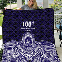 Tonga Queen Salote College 100th Years Quilt Blue Tonga Kupesi Uniquely Pacific Art LT9 Blue - Polynesian Pride