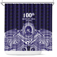 Tonga Queen Salote College 100th Years Shower Curtain Blue Tonga Kupesi Uniquely Pacific Art LT9 Blue - Polynesian Pride