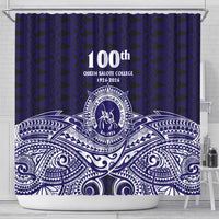 Tonga Queen Salote College 100th Years Shower Curtain Blue Tonga Kupesi Uniquely Pacific Art LT9 - Polynesian Pride