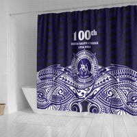 Tonga Queen Salote College 100th Years Shower Curtain Blue Tonga Kupesi Uniquely Pacific Art LT9 - Polynesian Pride