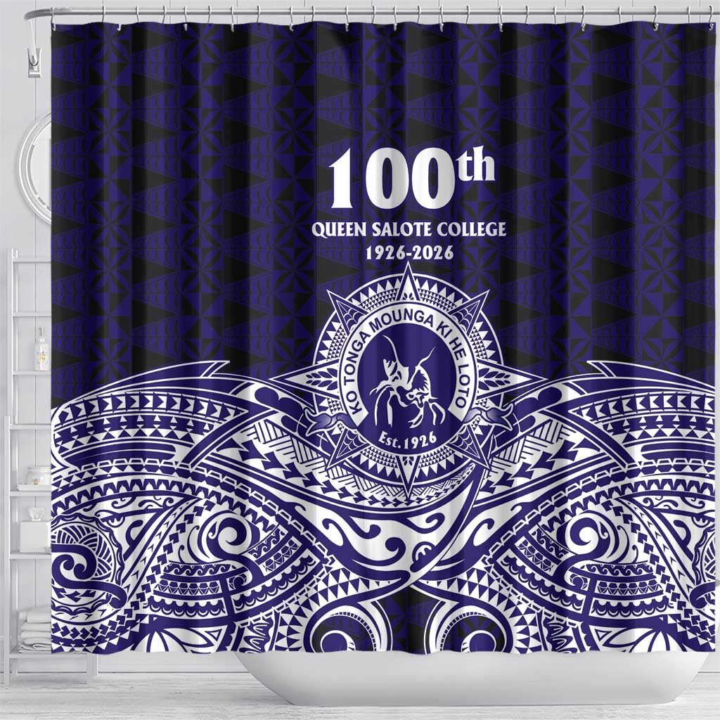 Tonga Queen Salote College 100th Years Shower Curtain Blue Tonga Kupesi Uniquely Pacific Art LT9 - Polynesian Pride