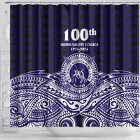 Tonga Queen Salote College 100th Years Shower Curtain Blue Tonga Kupesi Uniquely Pacific Art LT9 - Polynesian Pride