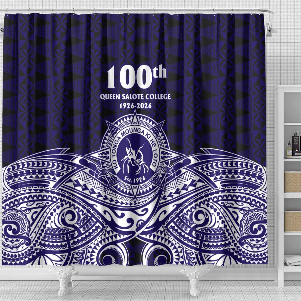 Tonga Queen Salote College 100th Years Shower Curtain Blue Tonga Kupesi Uniquely Pacific Art LT9 - Polynesian Pride
