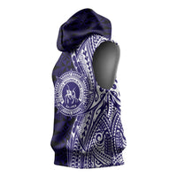 Tonga Queen Salote College 100th Years Sleeveless Hoodie Blue Tonga Kupesi Uniquely Pacific Art LT9 - Polynesian Pride