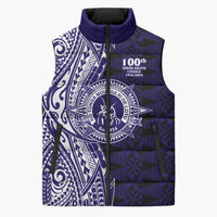 Tonga Queen Salote College 100th Years Sleeveless Puffer Jacket Blue Tonga Kupesi Uniquely Pacific Art LT9 Unisex Blue - Polynesian Pride
