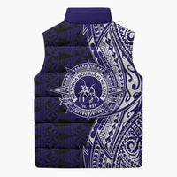 Tonga Queen Salote College 100th Years Sleeveless Puffer Jacket Blue Tonga Kupesi Uniquely Pacific Art LT9 - Polynesian Pride