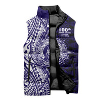 Tonga Queen Salote College 100th Years Sleeveless Puffer Jacket Blue Tonga Kupesi Uniquely Pacific Art LT9 - Polynesian Pride