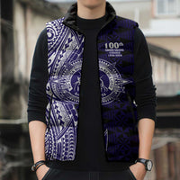 Tonga Queen Salote College 100th Years Sleeveless Puffer Jacket Blue Tonga Kupesi Uniquely Pacific Art LT9 - Polynesian Pride