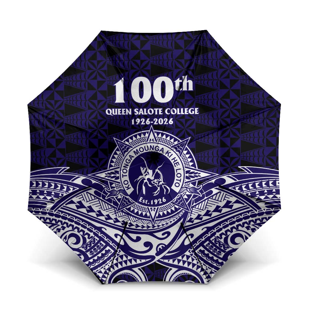 Tonga Queen Salote College 100th Years Umbrella Blue Tonga Kupesi Uniquely Pacific Art LT9 One Size Folded 11.42 inch Opened Diameter 37.4 inch Blue - Polynesian Pride
