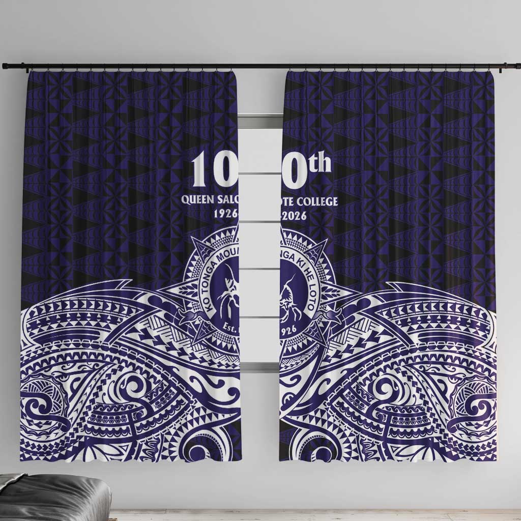 Tonga Queen Salote College 100th Years Window Curtain Blue Tonga Kupesi Uniquely Pacific Art LT9 With Hooks Blue - Polynesian Pride