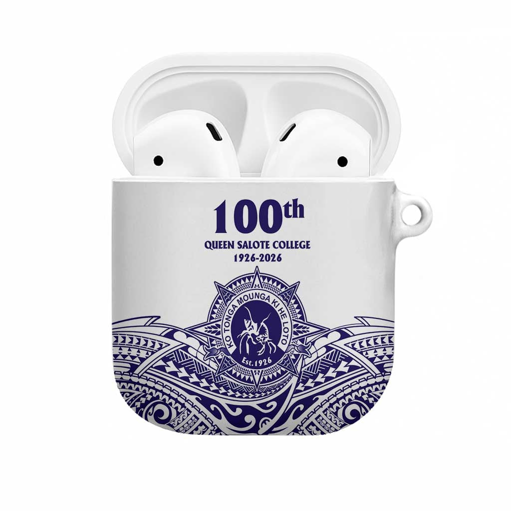 Tonga Queen Salote College 100th Years AirPods Case White Tonga Kupesi Uniquely Pacific Art LT9 White - Polynesian Pride