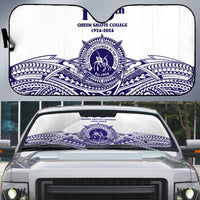 Tonga Queen Salote College 100th Years Auto Sun Shade White Tonga Kupesi Uniquely Pacific Art LT9 White - Polynesian Pride