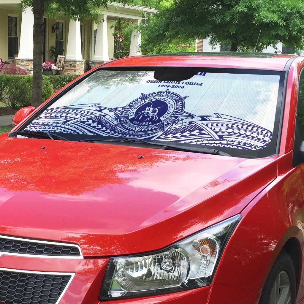 Tonga Queen Salote College 100th Years Auto Sun Shade White Tonga Kupesi Uniquely Pacific Art LT9 - Polynesian Pride