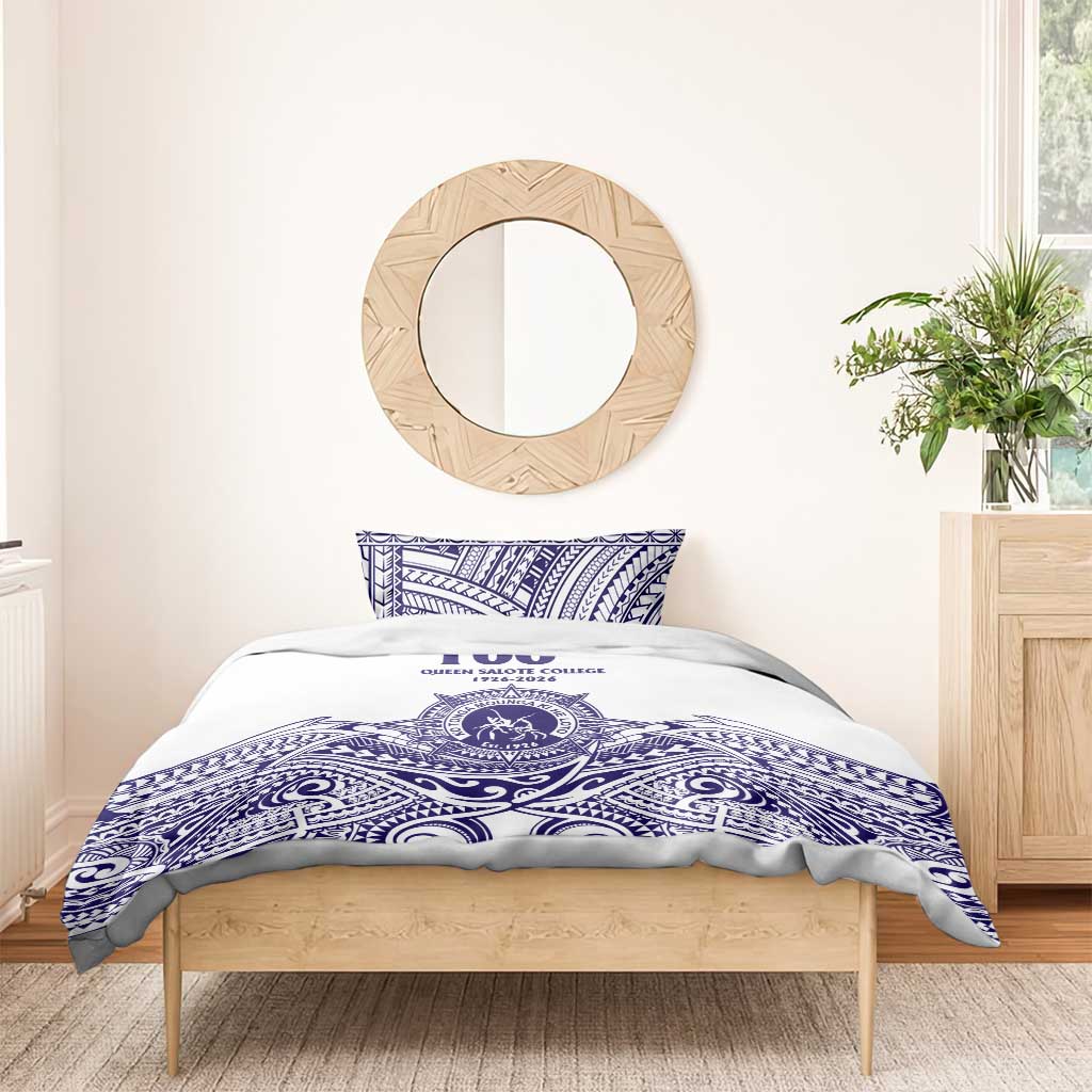 Tonga Queen Salote College 100th Years Bedding Set White Tonga Kupesi Uniquely Pacific Art LT9 - Polynesian Pride