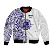 Tonga Queen Salote College 100th Years Bomber Jacket White Tonga Kupesi Uniquely Pacific Art LT9 Unisex White - Polynesian Pride