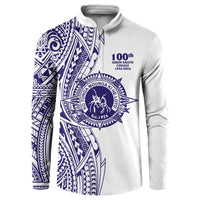 Tonga Queen Salote College 100th Years Button Sweatshirt White Tonga Kupesi Uniquely Pacific Art LT9 White - Polynesian Pride