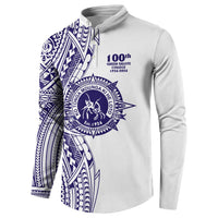 Tonga Queen Salote College 100th Years Button Sweatshirt White Tonga Kupesi Uniquely Pacific Art LT9 - Polynesian Pride