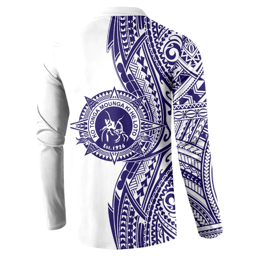 Tonga Queen Salote College 100th Years Button Sweatshirt White Tonga Kupesi Uniquely Pacific Art LT9 - Polynesian Pride