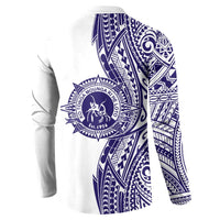 Tonga Queen Salote College 100th Years Button Sweatshirt White Tonga Kupesi Uniquely Pacific Art LT9 - Polynesian Pride