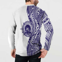 Tonga Queen Salote College 100th Years Button Sweatshirt White Tonga Kupesi Uniquely Pacific Art LT9 - Polynesian Pride