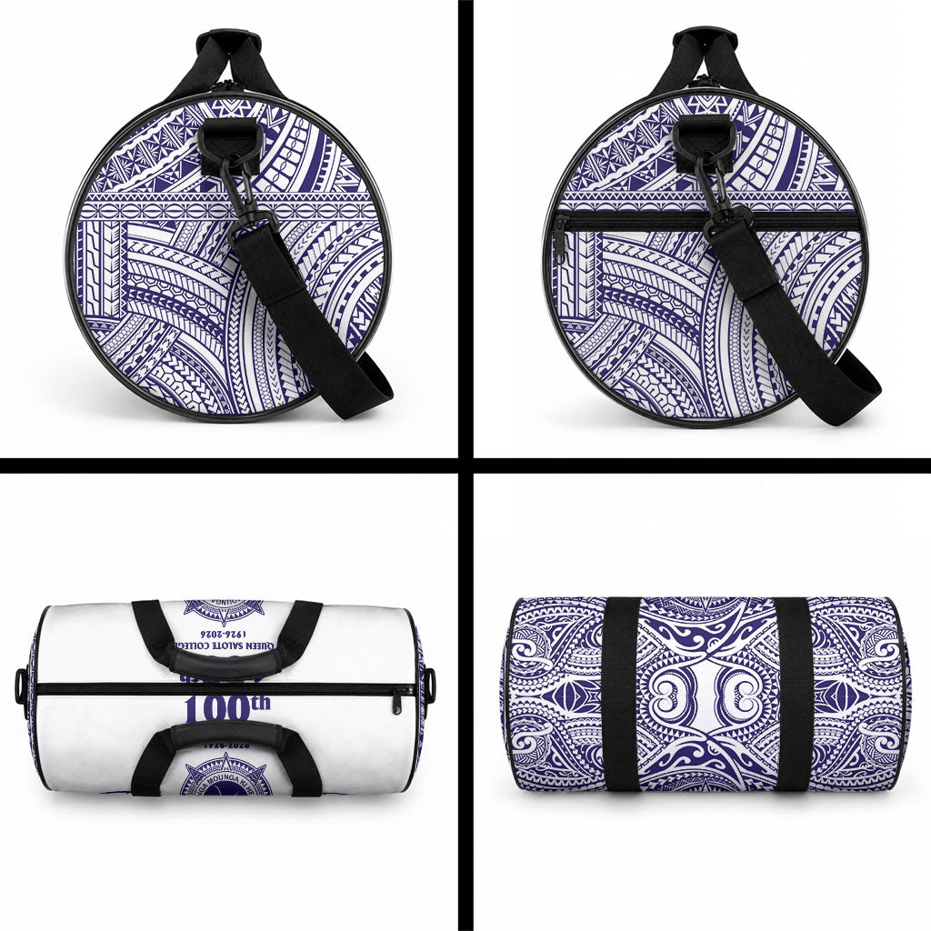 Tonga Queen Salote College 100th Years Duffle Bag White Tonga Kupesi Uniquely Pacific Art