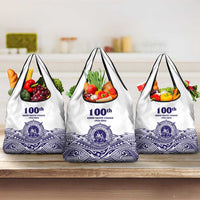 Tonga Queen Salote College 100th Years Grocery Bag White Tonga Kupesi Uniquely Pacific Art LT9 3-pack One Size White - Polynesian Pride