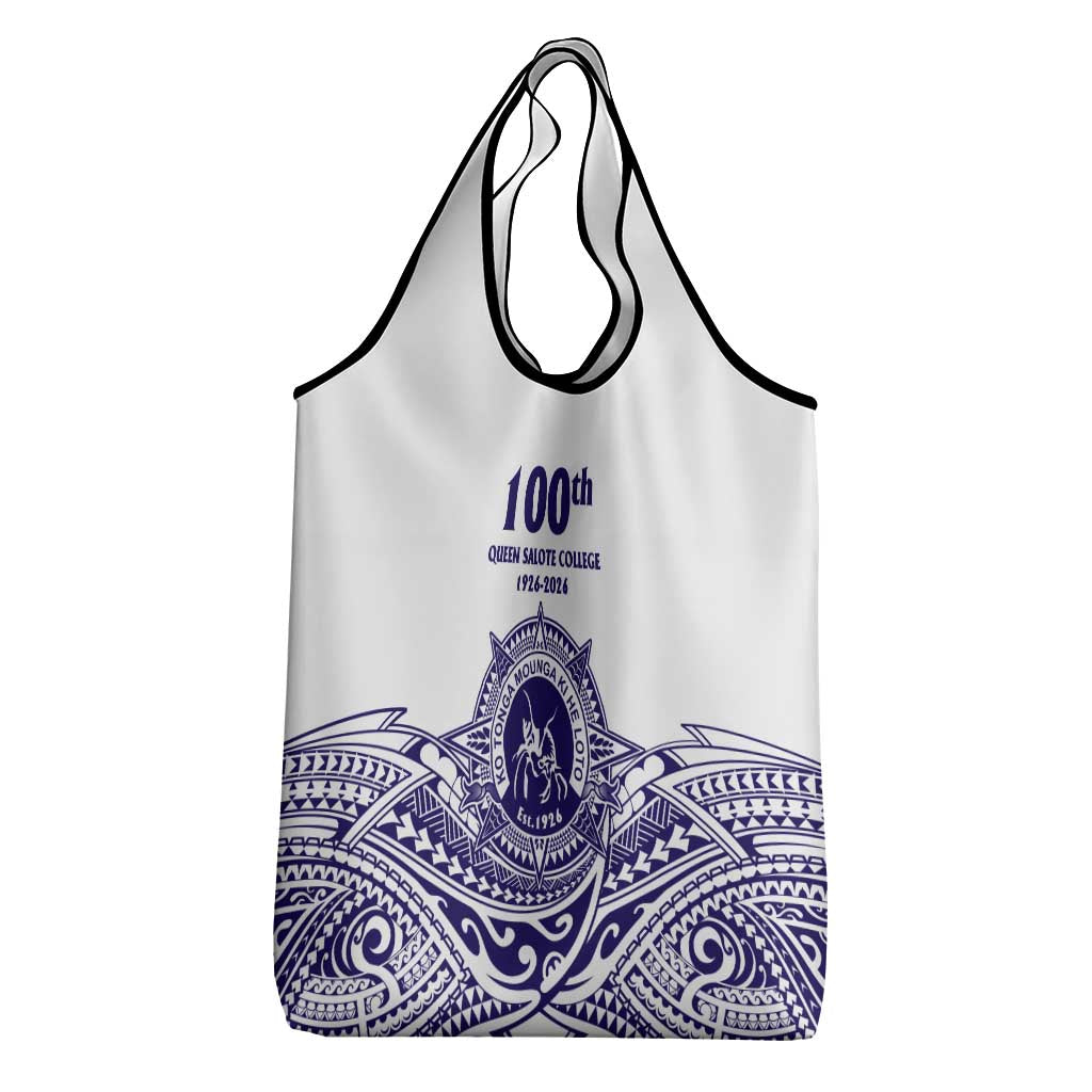 Tonga Queen Salote College 100th Years Grocery Bag White Tonga Kupesi Uniquely Pacific Art LT9 - Polynesian Pride