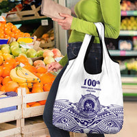 Tonga Queen Salote College 100th Years Grocery Bag White Tonga Kupesi Uniquely Pacific Art LT9 - Polynesian Pride