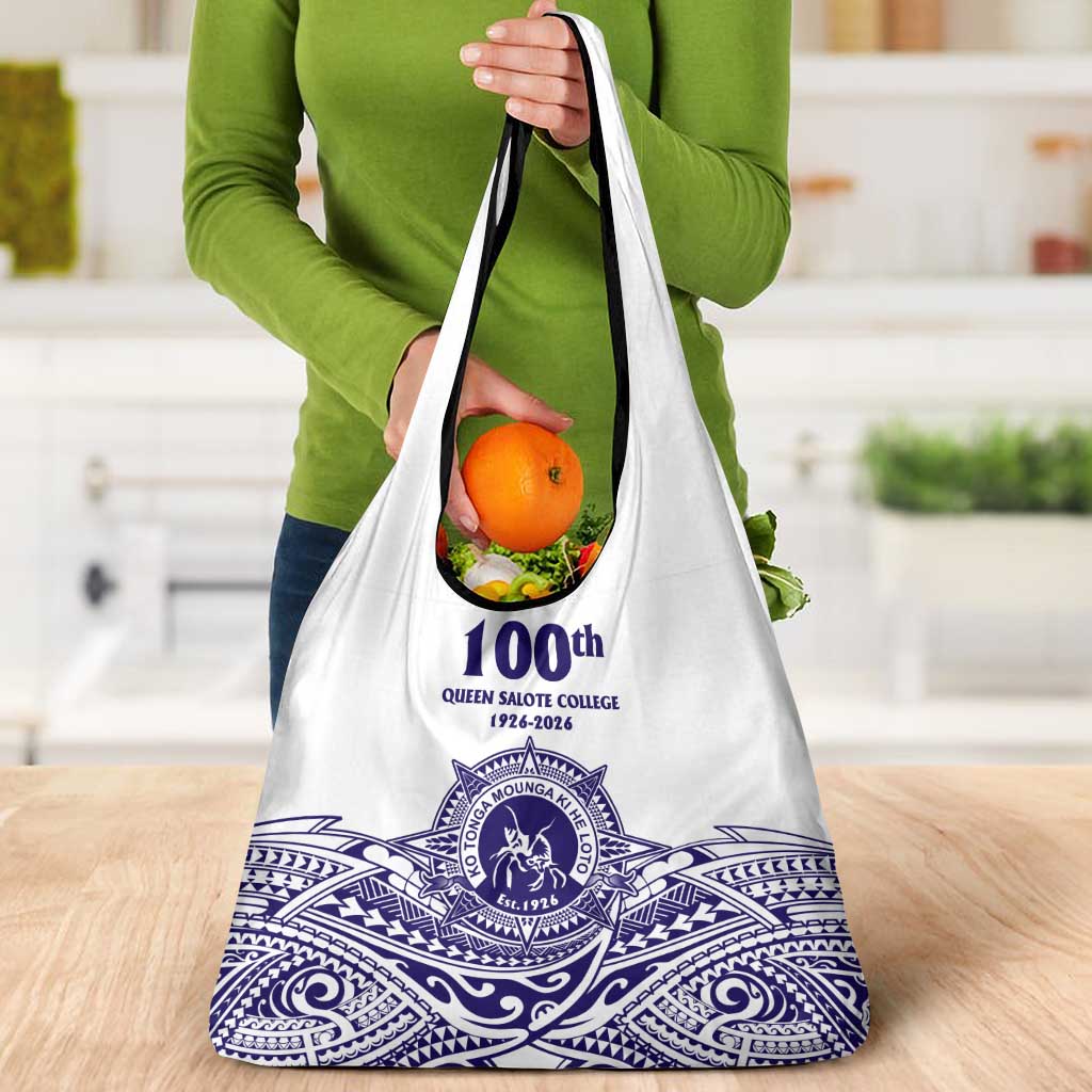 Tonga Queen Salote College 100th Years Grocery Bag White Tonga Kupesi Uniquely Pacific Art LT9 - Polynesian Pride