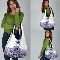 Tonga Queen Salote College 100th Years Grocery Bag White Tonga Kupesi Uniquely Pacific Art LT9 - Polynesian Pride