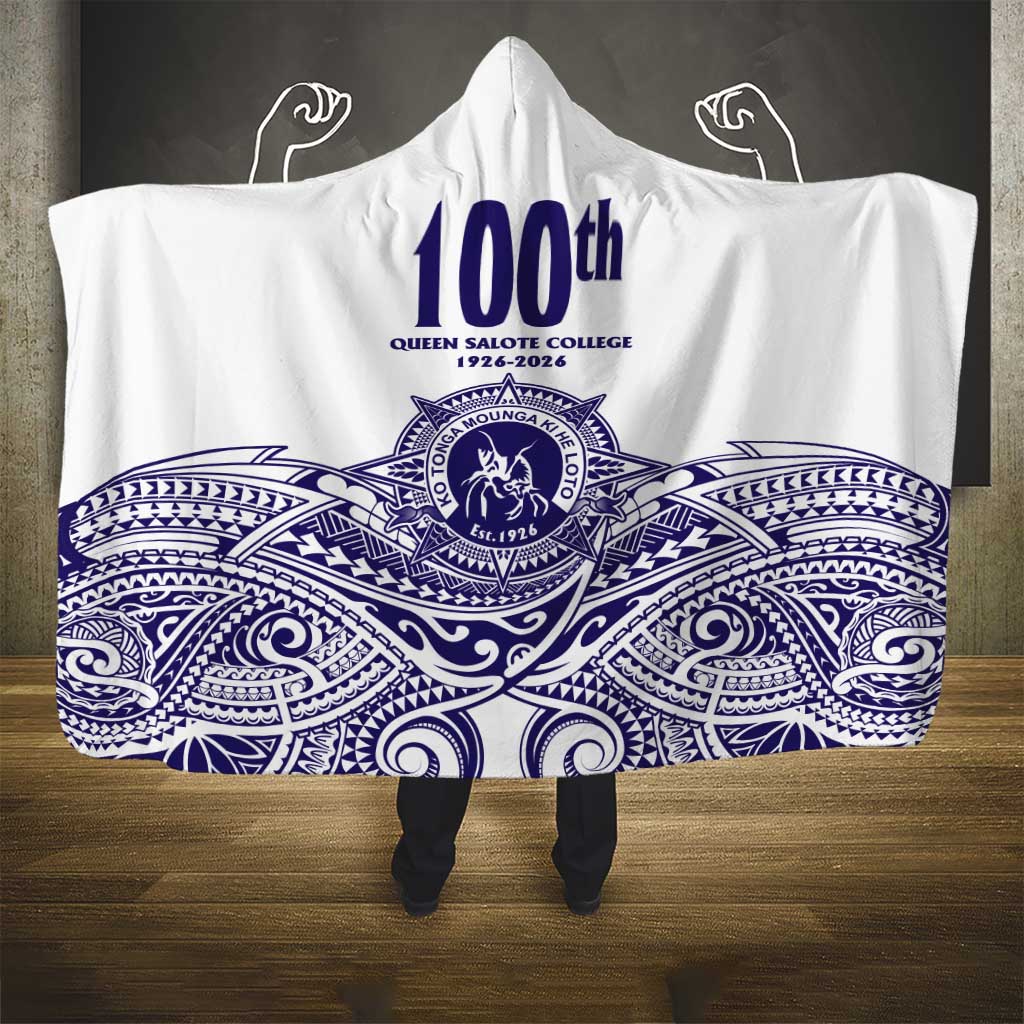 Tonga Queen Salote College 100th Years Hooded Blanket White Tonga Kupesi Uniquely Pacific Art LT9 - Polynesian Pride